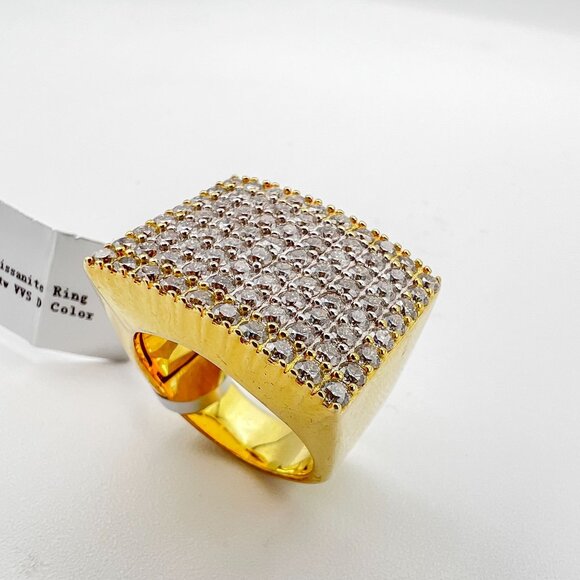 925 Sterling Sliver Moissanite Designer Rectangle Ring, 3.981ctw VVS Stones Hip - Picture 2 of 7